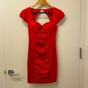 GUESS Red Silk Bustier Dress